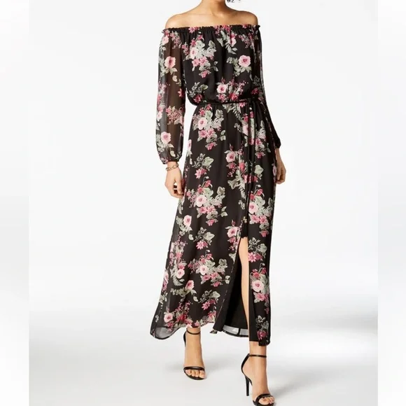 Nine West | Dresses | Nine West Off The Shoulder Floral Maxi Dress Sz 8 |  Poshmark
